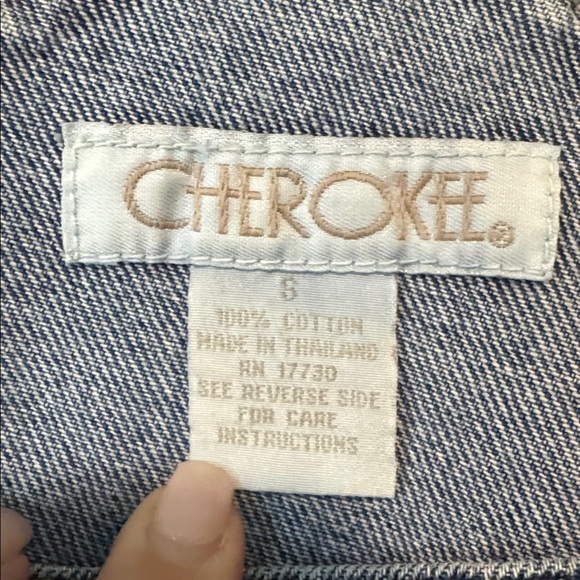 Cherokee Cropped Wide Leg Denim Coveralls Overalls Womens S Carpenter Country - Picture 10 of 16